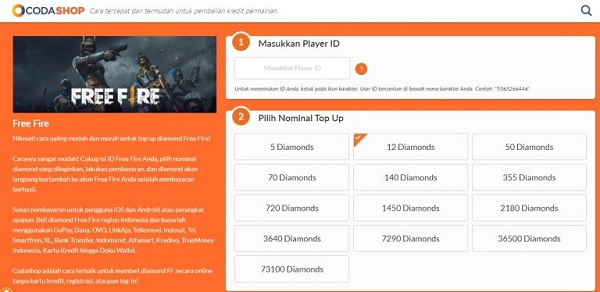 Tempat Top Up Free Fire Termurah Selanjutnya Adalah Codashop Metode Pembayaran Yang Bisa