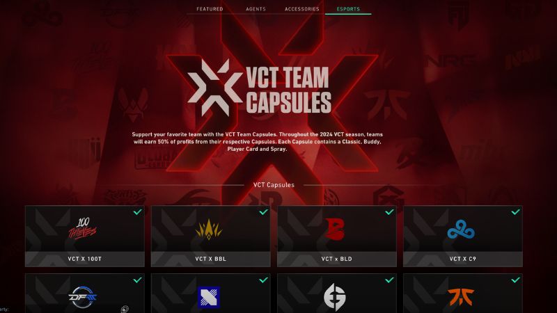 Vct Team Skin Capsule Akan Tersedia Di Esports Store Valorant Sepanjang