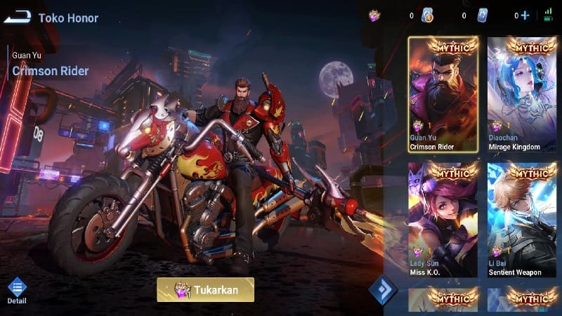 cara dapat skin mythic honor of kings