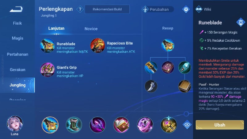 penjelasan item jungle honor of kings