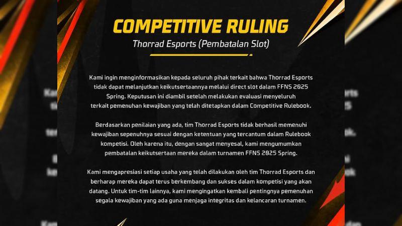 Garena Batalkan Tiket FFNS 2025 Spring Milik Thorrad Esports 1steuropetravelguide.com